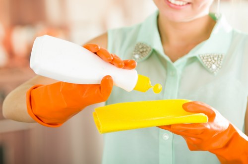 Cleaner preparing a rental property in Balham for inspection