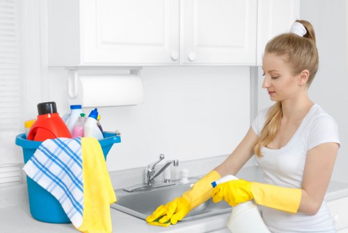 Carpet cleaning specialist treating a high-traffic area